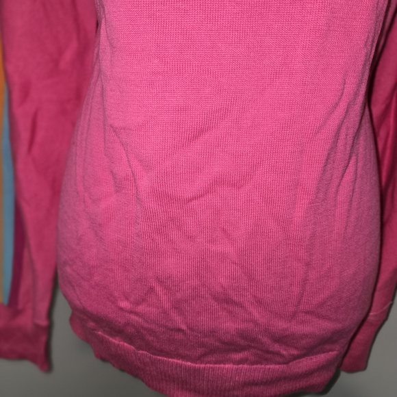 Belle by Kim Gravel Pink Sweatshirt with Striped Sleeves - Picture 5 of 7